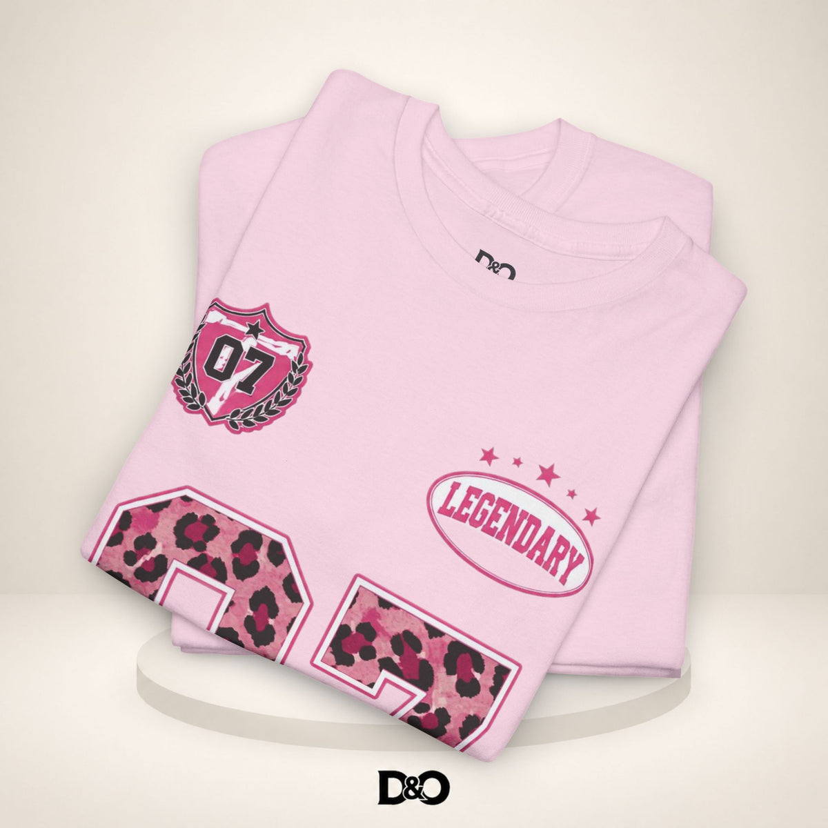 07 Leopard Print Graphic Tee — “Legendary” Pink Number Shirt