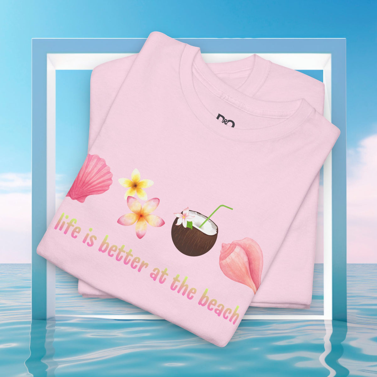 Beach Vibes Tee — "Life is Better at the Beach" Shell & Coconut Graphic T-Shirt