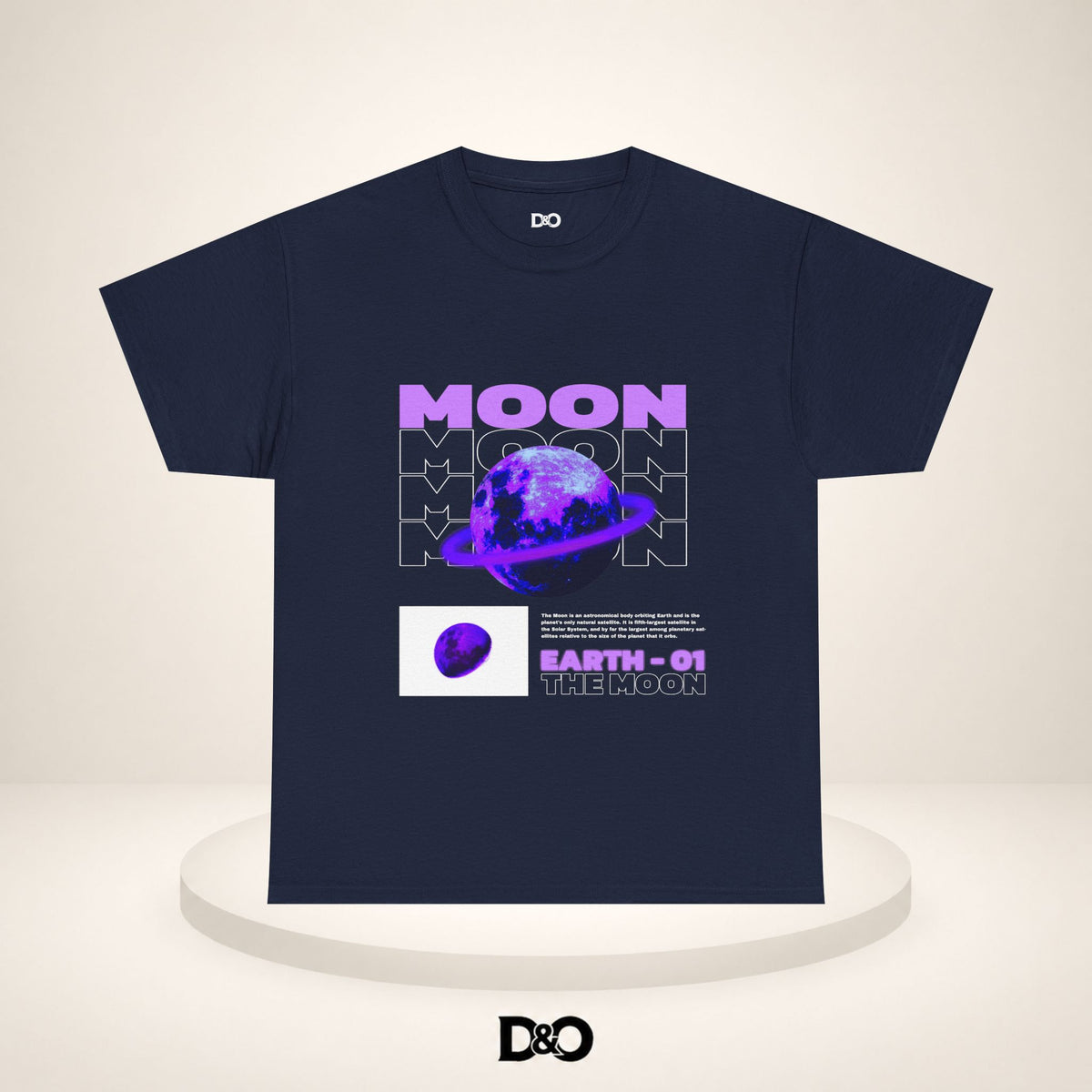 Moon Planet Graphic Tee — "Earth-01" Retro Purple Space T-Shirt