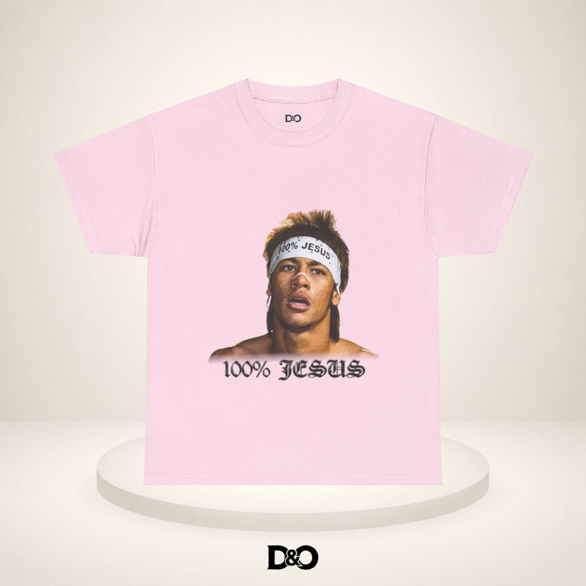 Jesus Stirnband Neymar Jr. Tee — "100% JESUS" Grafik T-Shirt