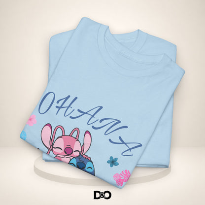 T-shirt graphique mignon Ohana Stitch & Angel — T-shirt inspiré de Lilo & Stitch « OHANA » Famille