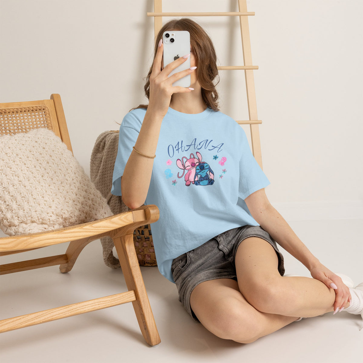 T-shirt graphique mignon Ohana Stitch & Angel — T-shirt inspiré de Lilo & Stitch « OHANA » Famille