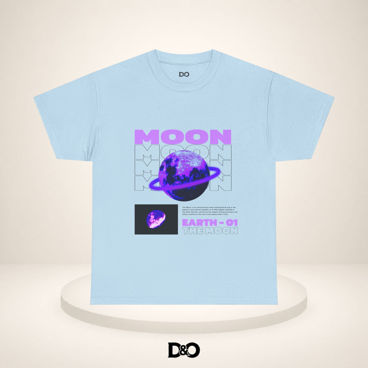 Moon Planet Graphic Tee — "Earth-01" Retro Purple Space T-Shirt
