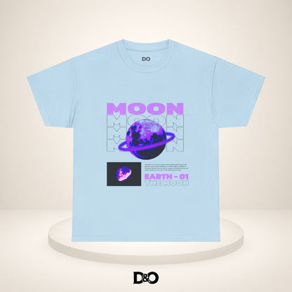 Moon Planet Graphic Tee — "Earth-01" Retro Purple Space T-Shirt
