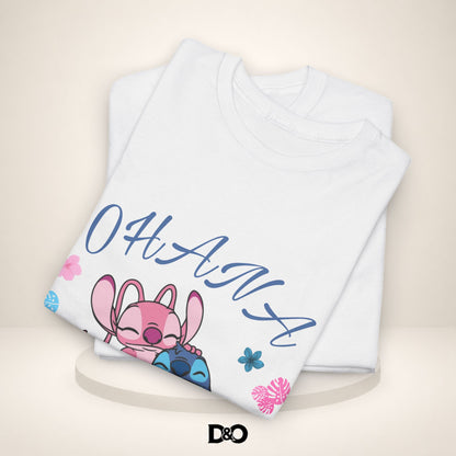 T-shirt graphique mignon Ohana Stitch & Angel — T-shirt inspiré de Lilo & Stitch « OHANA » Famille