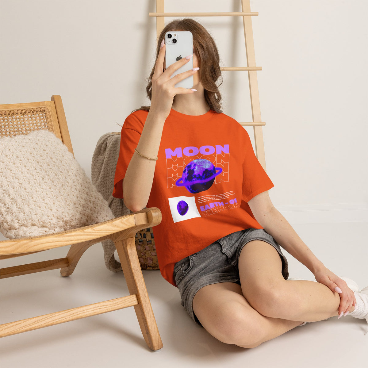 Moon Planet Graphic Tee — "Earth-01" Retro Purple Space T-Shirt