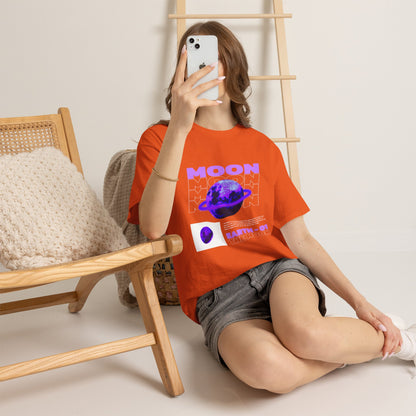 Moon Planet Graphic Tee — "Earth-01" Retro Purple Space T-Shirt
