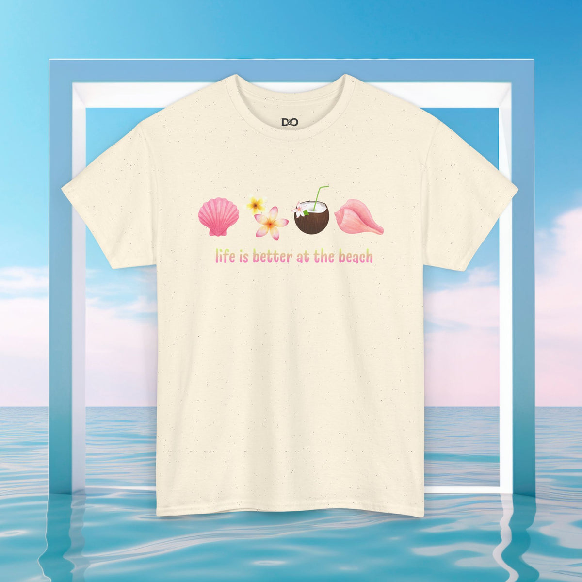 Beach Vibes Tee — "Life is Better at the Beach" Shell & Coconut Graphic T-Shirt