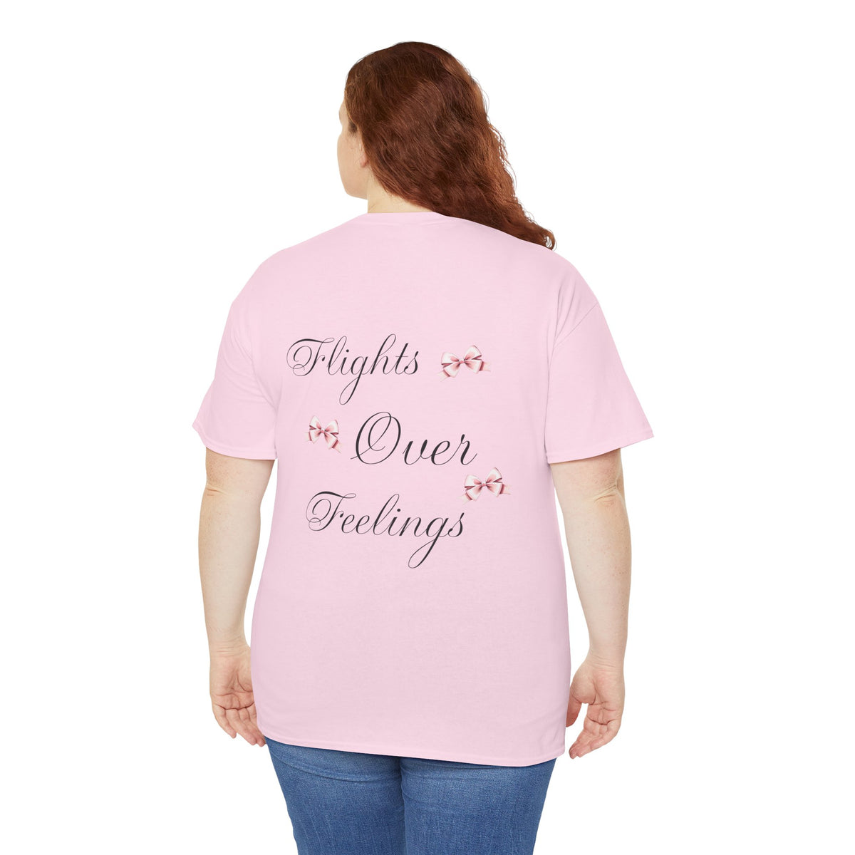 Flights Over Feelings Tee — Feminine Script Floral Backprint T‑Shirt