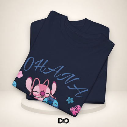 T-shirt graphique mignon Ohana Stitch & Angel — T-shirt inspiré de Lilo & Stitch « OHANA » Famille