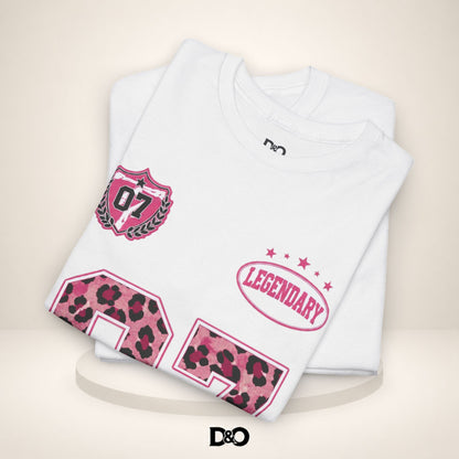 07 Leopard Print Graphic Tee — “Legendary” Pink Number Shirt