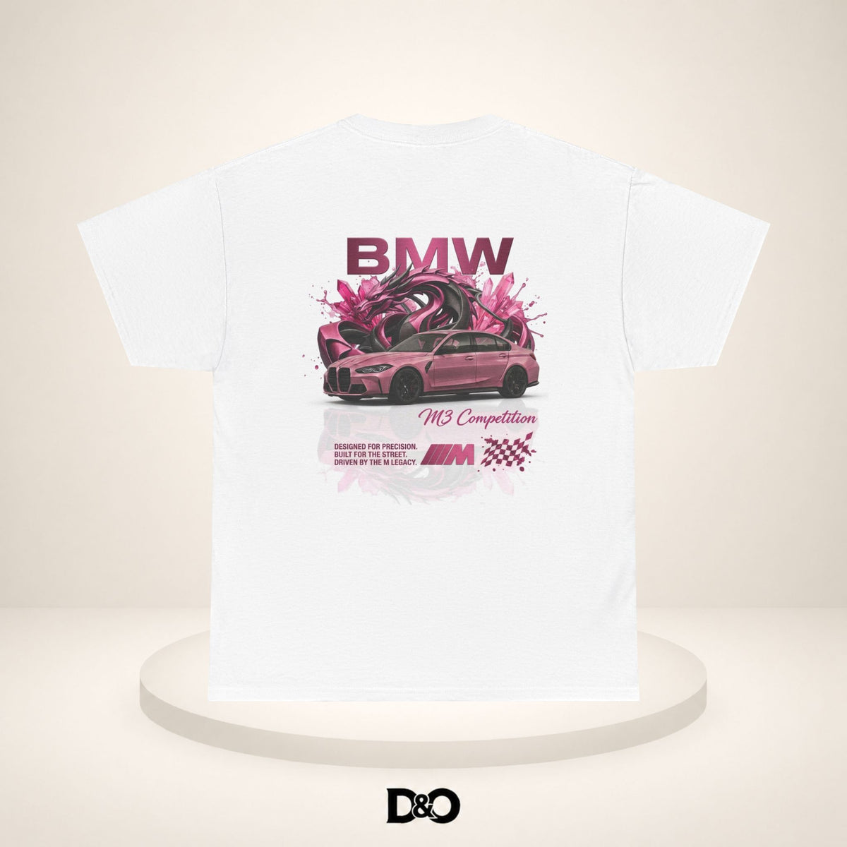 Car Competition Tee — Pink Racing Car Graphic T-Shirt