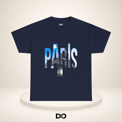 Paris Photo-Print Tee — Skyline Lettering Travel T-Shirt