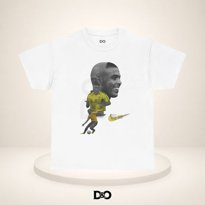 Football Legend Graphic Tee — R9 Portrait with Yellow Jersey & Nike Swoosh