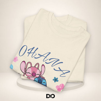 T-shirt graphique mignon Ohana Stitch & Angel — T-shirt inspiré de Lilo & Stitch « OHANA » Famille