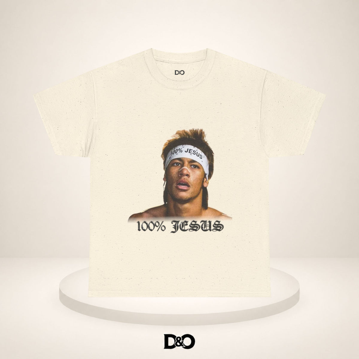 Jesus Stirnband Neymar Jr. Tee — "100% JESUS" Grafik T-Shirt