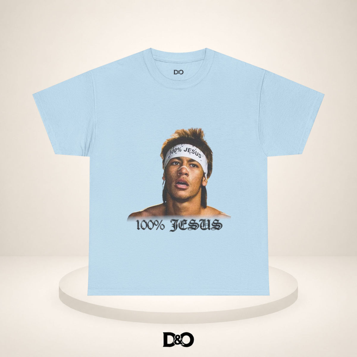 Jesus Stirnband Neymar Jr. Tee — "100% JESUS" Grafik T-Shirt