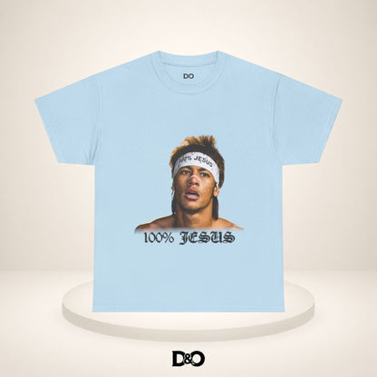 Jesus Stirnband Neymar Jr. Tee — "100% JESUS" Grafik T-Shirt