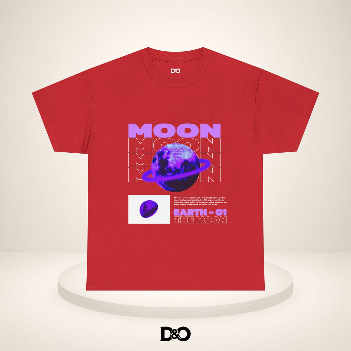 Moon Planet Graphic Tee — "Earth-01" Retro Purple Space T-Shirt
