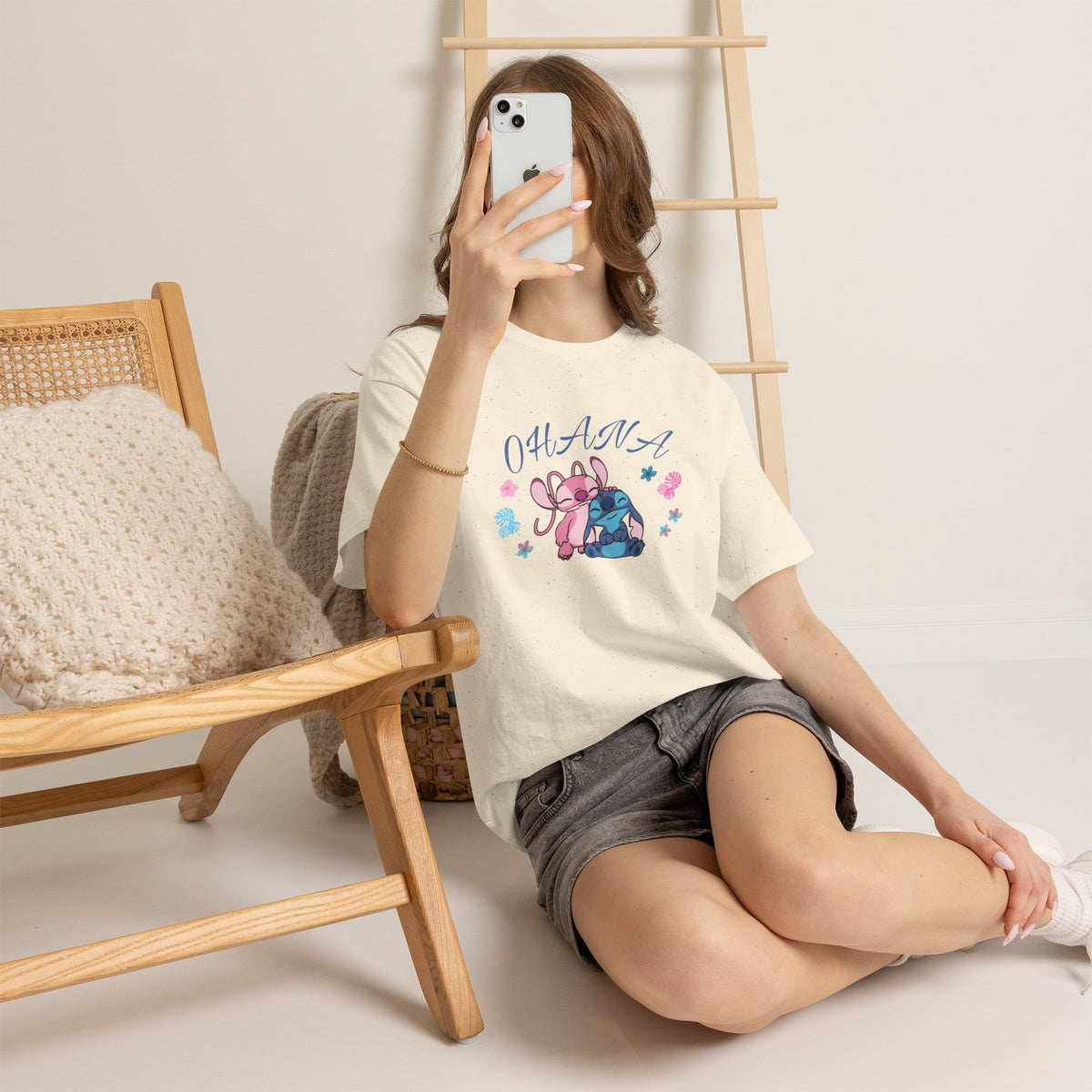 T-shirt graphique mignon Ohana Stitch & Angel — T-shirt inspiré de Lilo & Stitch « OHANA » Famille