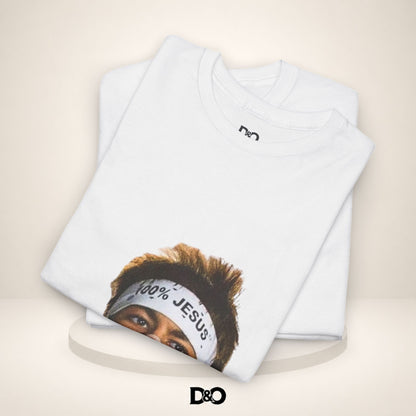 Jesus Stirnband Neymar Jr. Tee — "100% JESUS" Grafik T-Shirt