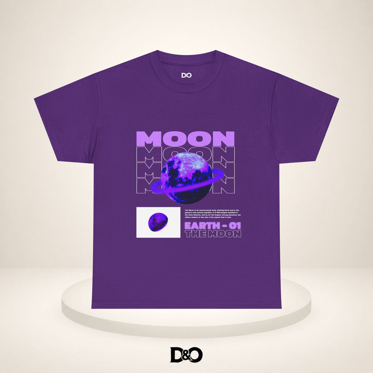 Moon Planet Graphic Tee — "Earth-01" Retro Purple Space T-Shirt