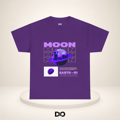 Moon Planet Graphic Tee — "Earth-01" Retro Purple Space T-Shirt