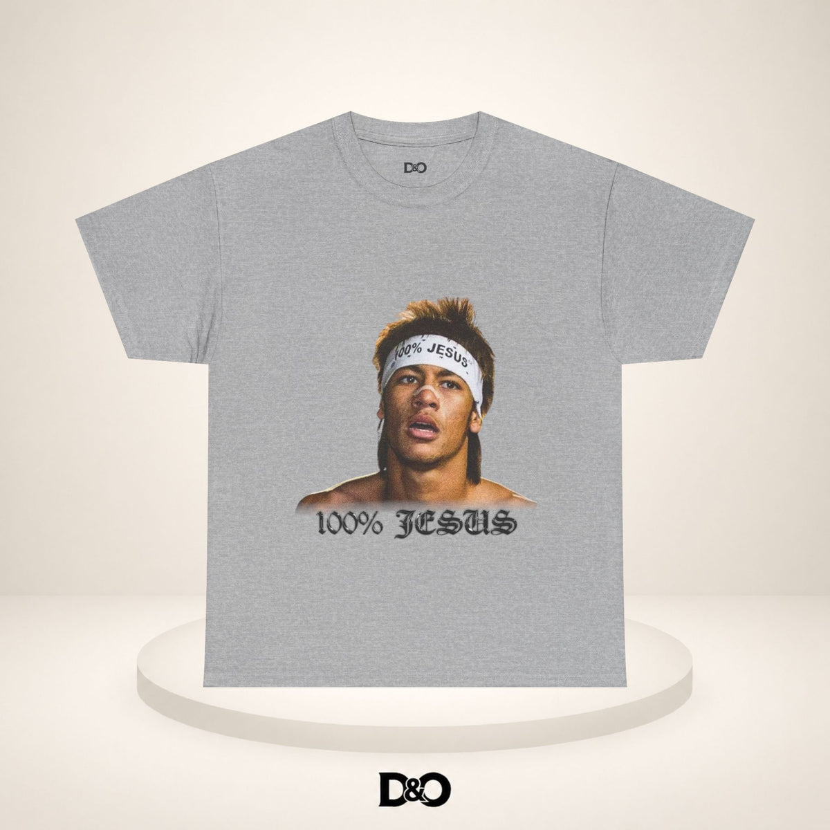 Jesus Stirnband Neymar Jr. Tee — "100% JESUS" Grafik T-Shirt