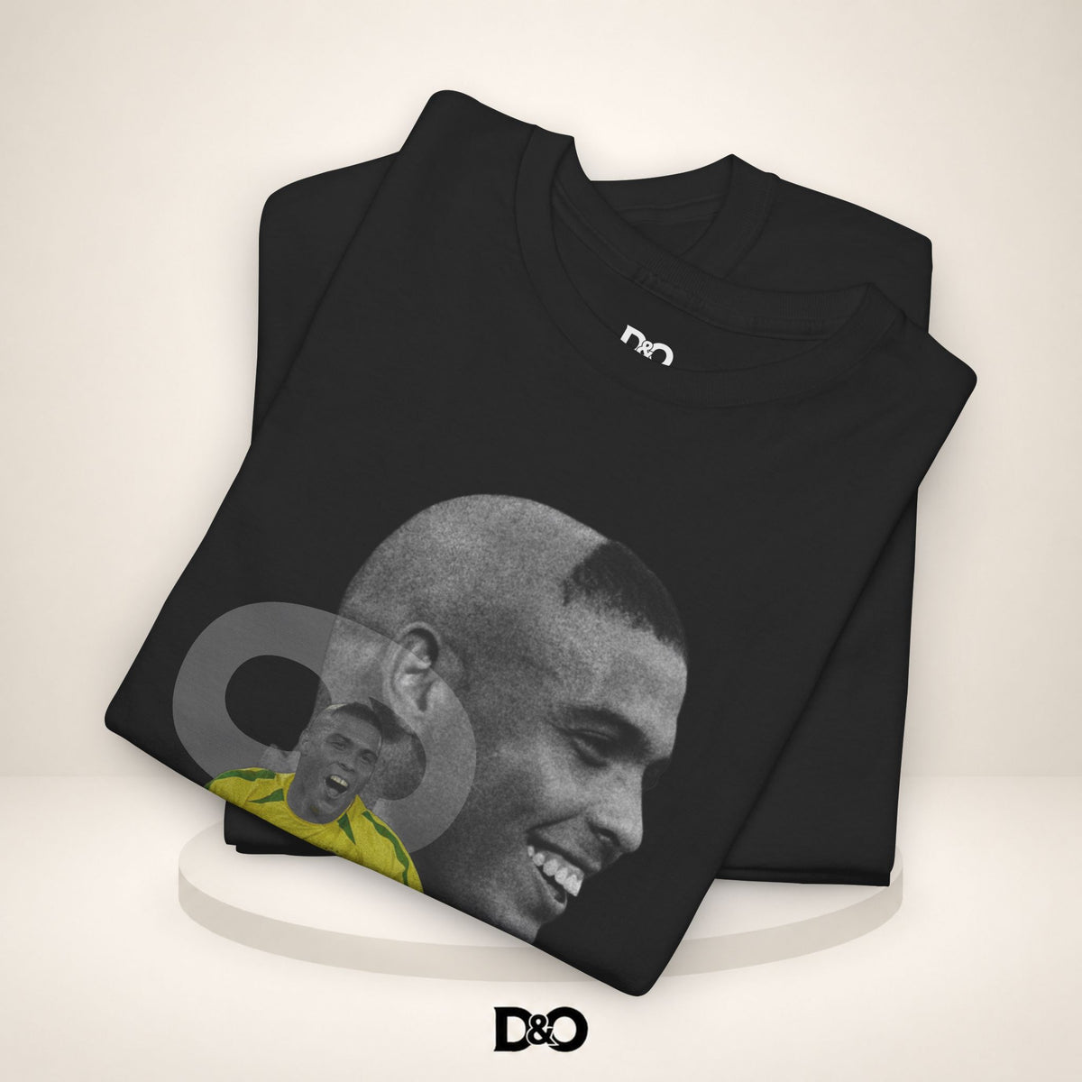 Football Legend Graphic Tee — R9 Portrait with Yellow Jersey & Nike Swoosh