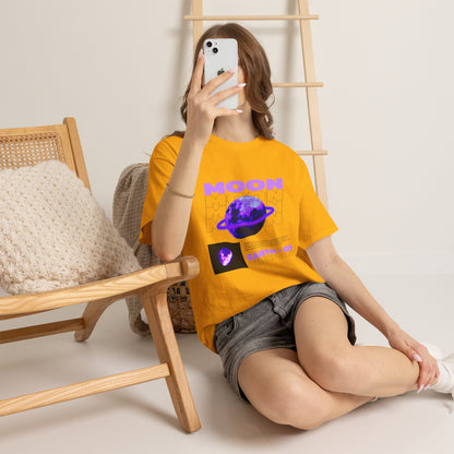 Moon Planet Graphic Tee — "Earth-01" Retro Purple Space T-Shirt