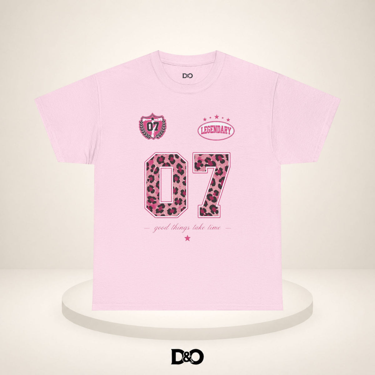 07 Leopard Print Graphic Tee — “Legendary” Pink Number Shirt