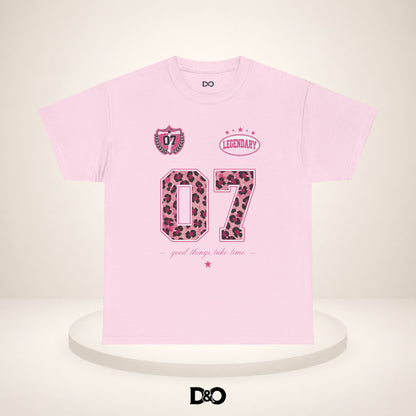 07 Leopard Print Graphic Tee — “Legendary” Pink Number Shirt