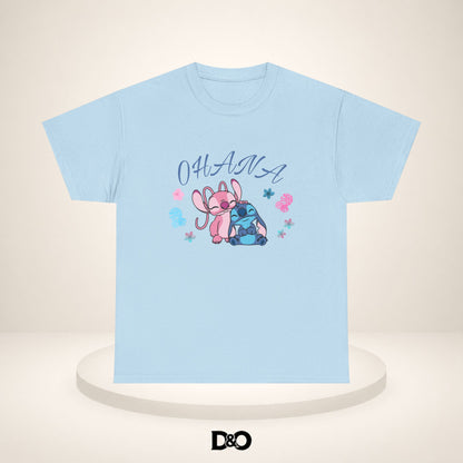 T-shirt graphique mignon Ohana Stitch & Angel — T-shirt inspiré de Lilo & Stitch « OHANA » Famille