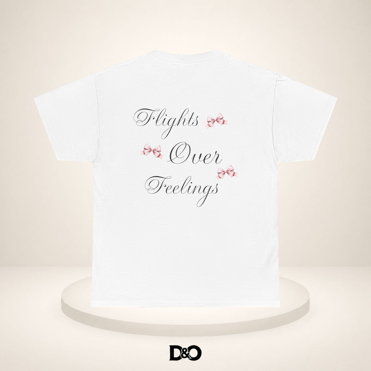 Flights Over Feelings Tee — Feminine Script Floral Backprint T‑Shirt