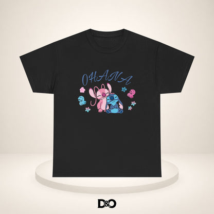 T-shirt graphique mignon Ohana Stitch & Angel — T-shirt inspiré de Lilo & Stitch « OHANA » Famille