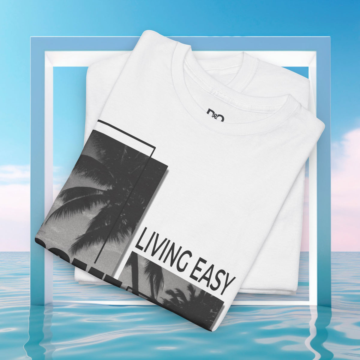 Summer Palm Graphic Tee — "Living Easy Somewhere" Cotton T‑Shirt