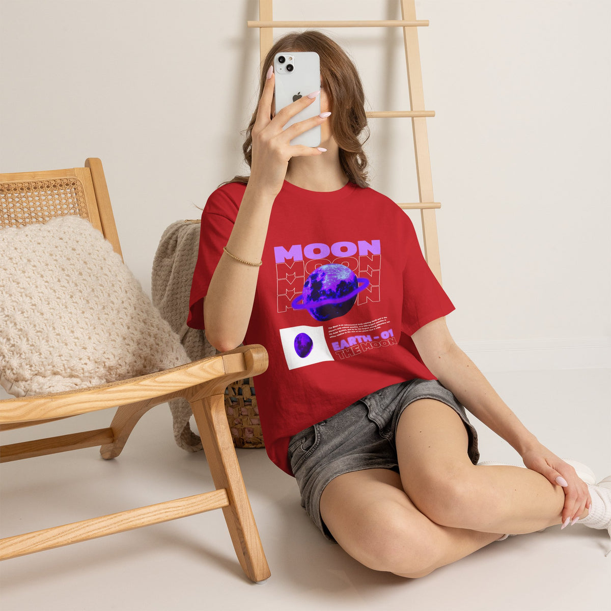Moon Planet Graphic Tee — "Earth-01" Retro Purple Space T-Shirt