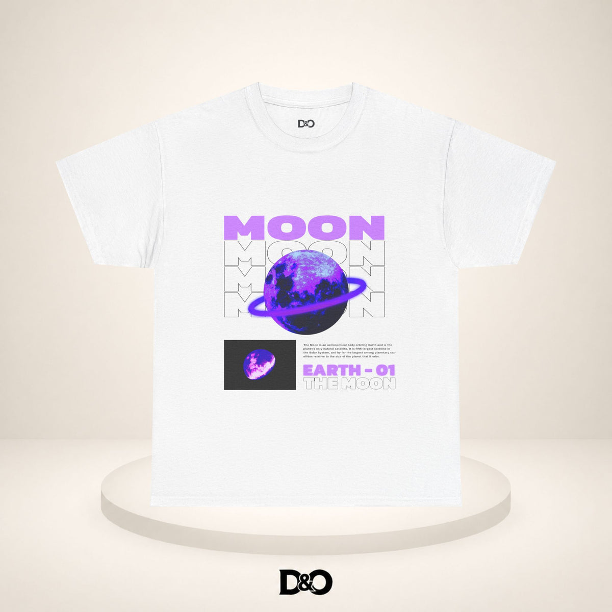 Moon Planet Graphic Tee — "Earth-01" Retro Purple Space T-Shirt