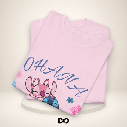 T-shirt graphique mignon Ohana Stitch & Angel — T-shirt inspiré de Lilo & Stitch « OHANA » Famille
