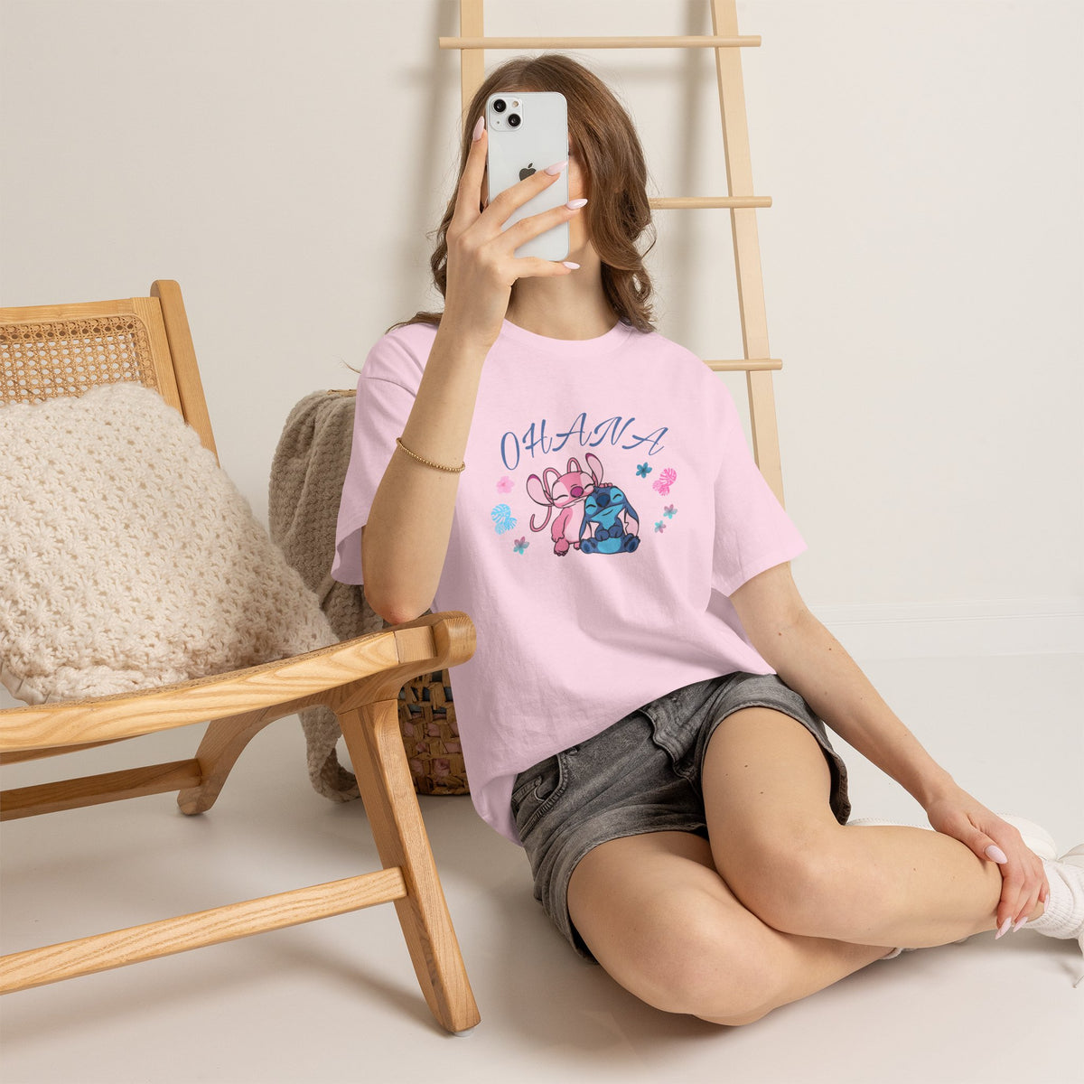T-shirt graphique mignon Ohana Stitch & Angel — T-shirt inspiré de Lilo & Stitch « OHANA » Famille