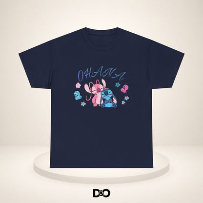 T-shirt graphique mignon Ohana Stitch & Angel — T-shirt inspiré de Lilo & Stitch « OHANA » Famille