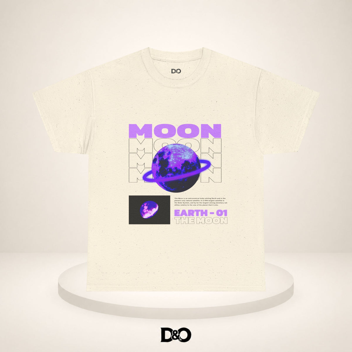 Moon Planet Graphic Tee — "Earth-01" Retro Purple Space T-Shirt