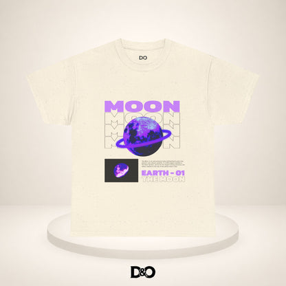 Moon Planet Graphic Tee — "Earth-01" Retro Purple Space T-Shirt