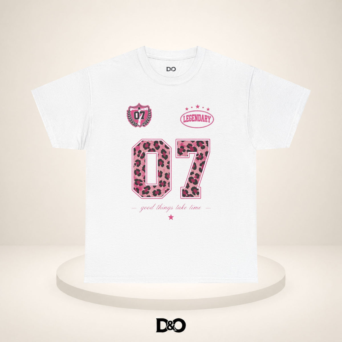07 Leopard Print Graphic Tee — “Legendary” Pink Number Shirt