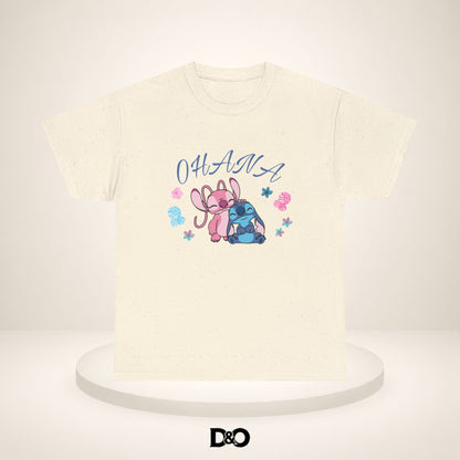 T-shirt graphique mignon Ohana Stitch & Angel — T-shirt inspiré de Lilo & Stitch « OHANA » Famille
