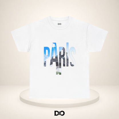 Paris Photo-Print Tee — Skyline Lettering Travel T-Shirt