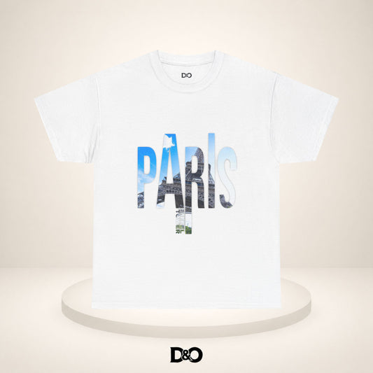 Paris Photo-Print Tee — Skyline Lettering Travel T-Shirt