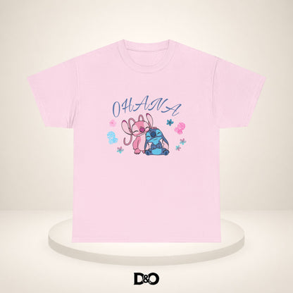 T-shirt graphique mignon Ohana Stitch & Angel — T-shirt inspiré de Lilo & Stitch « OHANA » Famille