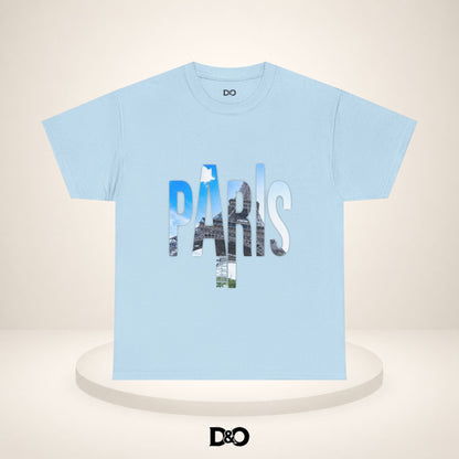 Paris Photo-Print Tee — Skyline Lettering Travel T-Shirt