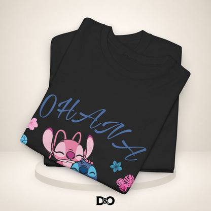 T-shirt graphique mignon Ohana Stitch & Angel — T-shirt inspiré de Lilo & Stitch « OHANA » Famille